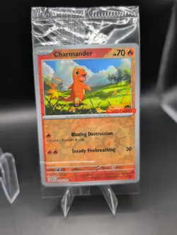 Pokemon TCG Charmander GameStop Stamped Reverse Holo Card 004/165 NM/M Condition - Image 1