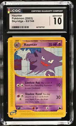 CGC 10 GEM MINT Haunter 2003 Skyridge 63/144 Pokemon Card - Image 1