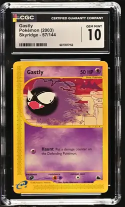CGC 10 GEM MINT Gastly 2003 Skyridge 57/144 Pokemon Card - Image 1