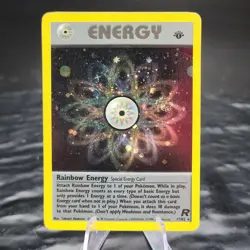 Rainbow Energy 1st Edition Team Rocket Holo Rare 17/82 Pokemon WOTC Crease ? - Image 1