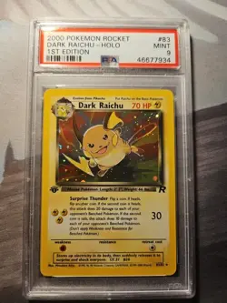 2000 Pokemon Rocket 1st Edition Dark Raichu Holo Rare #83/82 PSA 9 - Image 1