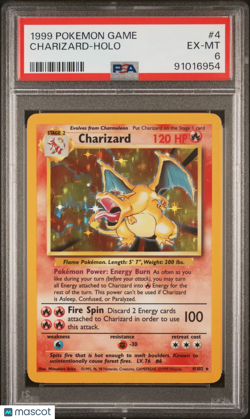 1999 Pokemon Game Charizard Holo PSA 6 4/102 - Image 1