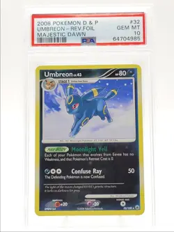 UMBREON 2008 POKEMON MAJESTIC DAWN REVERSE FOIL RARE 32/100 PSA 10 Q5966-F - Image 1