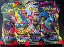 Pokemon Mega Evolution Phantasmal Flames 4x Sleeved Booster Pack Art Set - Image 1