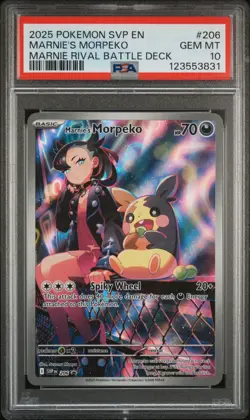 2025 POKEMON SVP EN-SV BLACK STAR PROMO #206 MARNIE'S MORPEKO PSA 10 - Image 1