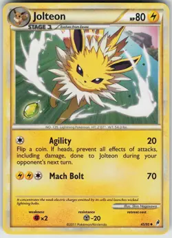 Pokemon Jolteon 45/95 Call of Legends Uncommon LP - Image 1
