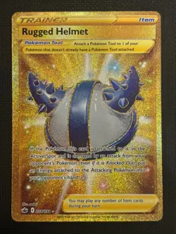 2021 POKEMON CHILLING REIGN RUGGED HELMET 228/198 SECRET RARE GOLD - Image 1