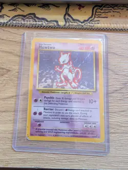 Pokemon Mewtwo TCG Base Set Holo Card 10/102 Rare with Light Play - Image 1