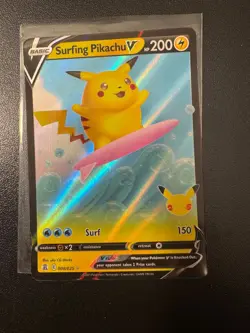 Surfing Pikachu V 008/025 Celebrations M/NM Ultra Rare Pokemon Card - Image 1
