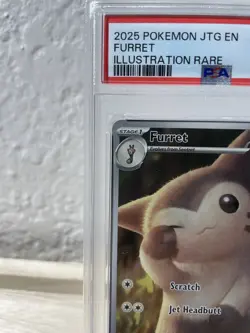PSA Flow line Flaw Left - 2025 Pokemon JTG Furret Illustration Rare #168 PSA 9 - Image 2