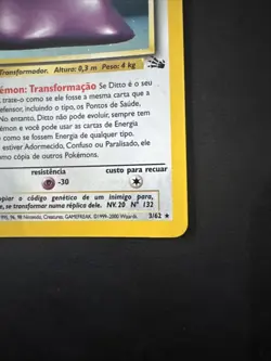 2000 POKEMON PORTUGUESE #3 DITTO-HOLO 1ST EDITION FOSSIL WITH SWIRL WOTC VINTAGE - Image 5