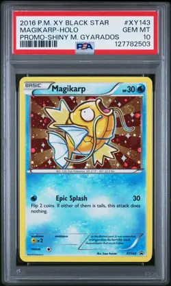 2016 POKEMON XY BLACK STAR PROMO SHINY MEGA GYARADOS #XY143 MAGIKARP-HOLO PSA 10 - Image 1