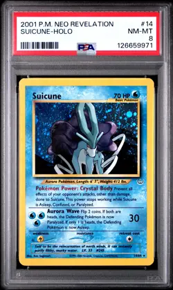 2001 POKEMON NEO REVELATION #14 SUICUNE-HOLO PSA 8 - Image 1
