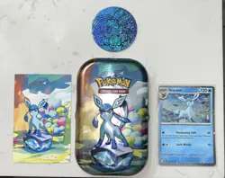 Pokemon Glaceon 025/131 (Cosmos Holo) Prismatic Evolutions SWIRL Promo Tin Art - Image 1