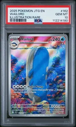 2025 POKEMON JTG EN-JOURNEY TOGETHER ILLUSTRATION RARE #162 WAILORD PSA 10 - Image 1