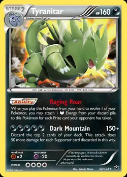 Pokemon Tyranitar (56/136) Fates Collide LP REVERSE HOLO - Image 1