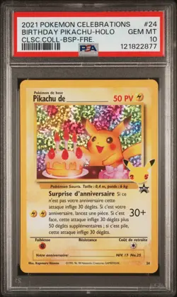 🇫🇷 PIKACHU BIRTHDAY PSA 10 - 25 ANS CELEBRATIONS 24 EB FR Carte Pokemon 🇫🇷 - Image 2