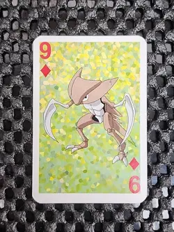 Kabutops Pokemon 1999 Mini Deck Playing Cards 2.5x1.75in Nine Of Diamonds Green - Image 1