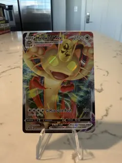 Pokemon TCG Sword & Shield Black Star Promo Holo Card Meowth VMAX SWSH005 - Image 1