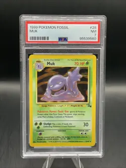 1999 Pokemon TCG Fossil Muk Holo Rare Card 13/62 PSA 7 - Image 1