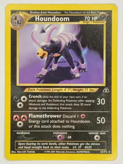 Houndoom 23/75 Neo Discovery Rare Vintage Pokemon TCG Card - Played Condition - Image 1