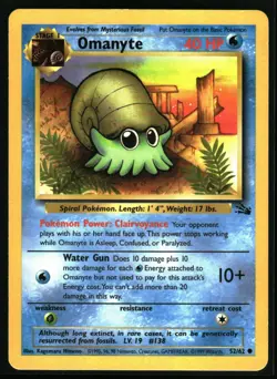 1999 Classic - Fossil Omanyte #52 Non Holo Pokemon Card - Image 1