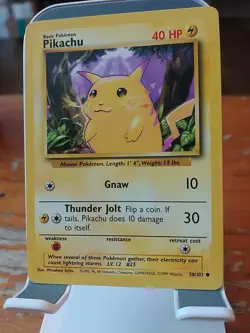 1999 Pokemon TCG Base Set Pikachu Card 58/102 Mint Condition - Image 3