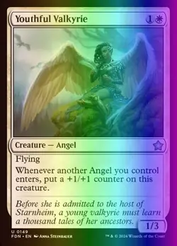MTG Magic the Gathering Youthful Valkyrie (149/763) Foundations NM FOIL - Image 1