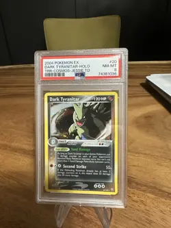2004 Pokemon EX Team Rocket Returns 20 Dark Tyranitar Holo Cosmos PSA 8 NM MT - Image 1