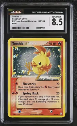 CGC 8.5 Torchic Gold Star 2004 EX Team Rocket Returns 108/109 Holo Pokemon Card - Image 1