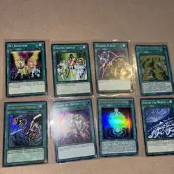 Yugioh Trading Cards Spell Lot W. Dimension Fusion 1st Edition & Holos, 8 Cards - Image 1