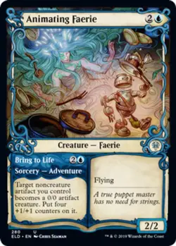 Animating Faerie // Bring to Life - Showcase - Throne of Eldraine #280 MTG Magic - Image 1