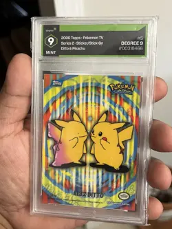 2000 Topps Pokemon Series 2 DITTO #132 Stick-Ons (5 of 10) Degree slab 9 MINT NM - Image 1