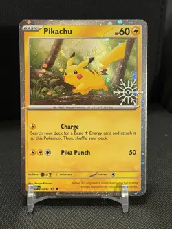 Pikachu 025/165 Pokemon 2025 Holiday Advent Calendar Festive Stamp Promo NM - Image 1