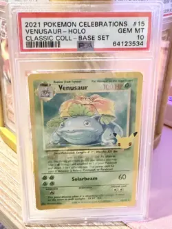 PSA 10 2021 POKEMON CELEBRATIONS CLASSIC COLLECTION #15 VENUSAUR-HOLO - Image 1