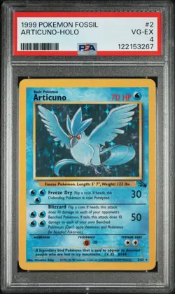 1999 Pokemon Fossil #2 Articuno-Holo PSA 4 - Image 1