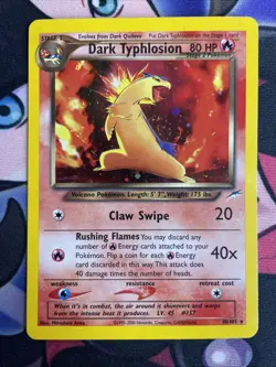 Dark Typhlosion 10/105 Holo Rare Neo Destiny Pokemon TCG Unlimited LP Swirl - Image 1