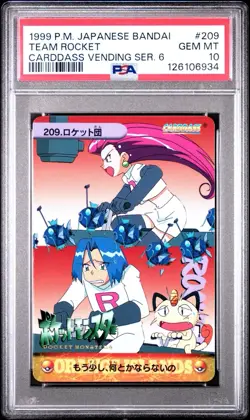 POP 31! Pokemon Japanese Bandai Carddass Anime Collection 209 Team Rocket PSA 10 - Image 1