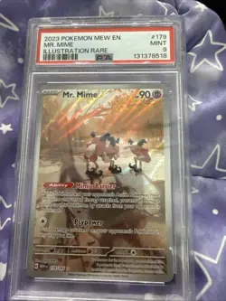 Pokemon TCG 151 Mr. Mime Illustration Rare Holo Card 179/165 Psa 9 - Image 1