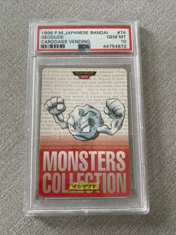 Geodude Pokemon 1996 Bandai Carddass Vending Red Japanese #74 PSA 10 - Image 1