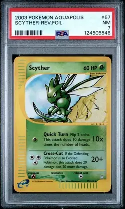 Aquapolis Pokemon Scyther Reverse Foil 57/147 2003 PSA 7 - Image 1