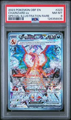 2023 POKEMON OBF EN-OBSIDIAN FLAMES SPECIAL ILLUSTRATION RARE CHARIZARD EX PSA 8 - Image 1