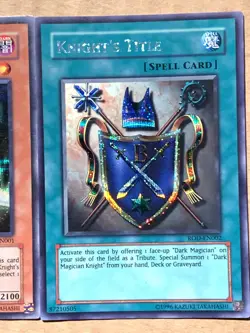 yugioh Dark Magician Knight ROD-EN001 & Knight's Title ROD-EN002 Secret Rare LP - Image 3