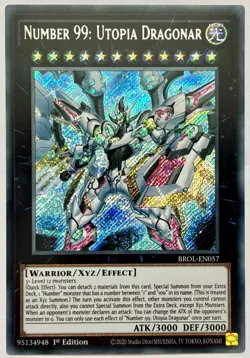 BROL-EN057 Number 99: Utopia Dragonar - Secret Rare 1st Edition Near Mint YuGiOh - Image 1