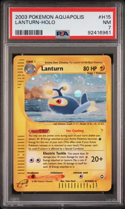 Pokemon WotC Aquapolis Holofoil Card H15 Lanturn PSA 7 - Image 1