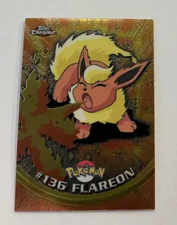 NM Topps Chrome #136 Flareon Near Mint TV Animation Pokemon Card -- S2G -- - Image 1