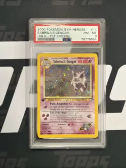 2000 Pokemon Gym Heroes Sabrina’s Gengar Holo 1st Edition PSA 8 14/132 - Image 1