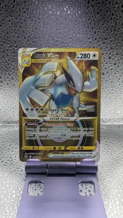 Pokemon SWSH Silver Tempest Lugia VSTAR 211/195 Gold Secret Rare + Mag Case - Image 1