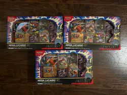 NEW! Pokemon Mega Lucario EX Premium Figure Collection Factory Sealed LOT Of 3! - Image 1
