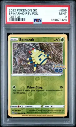 2022 POKEMON GO [DITTO] #006 SPINARAK-REVERSE FOIL PSA 9 - Image 1